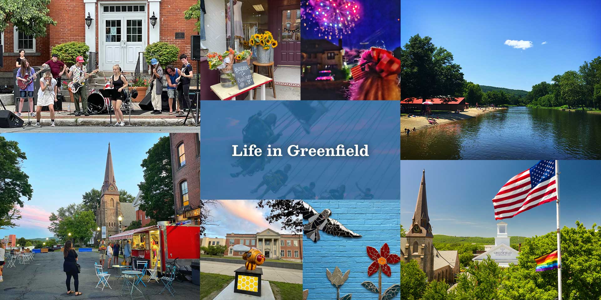 photo collage of Greenfield scenes