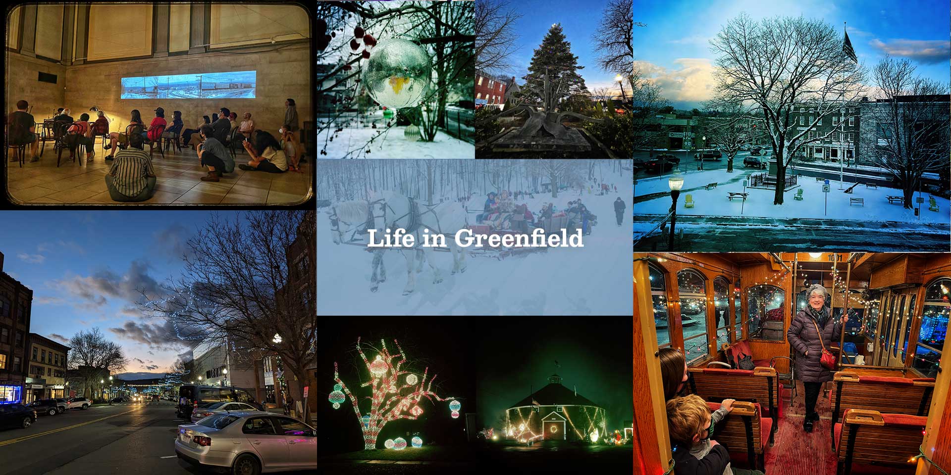 collage of winter scenes in Greenfield
