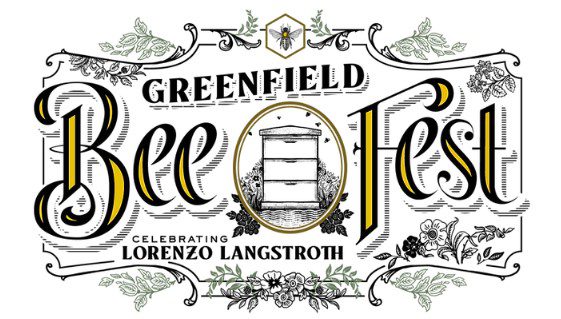 Bee Fest Logo with hive and plants