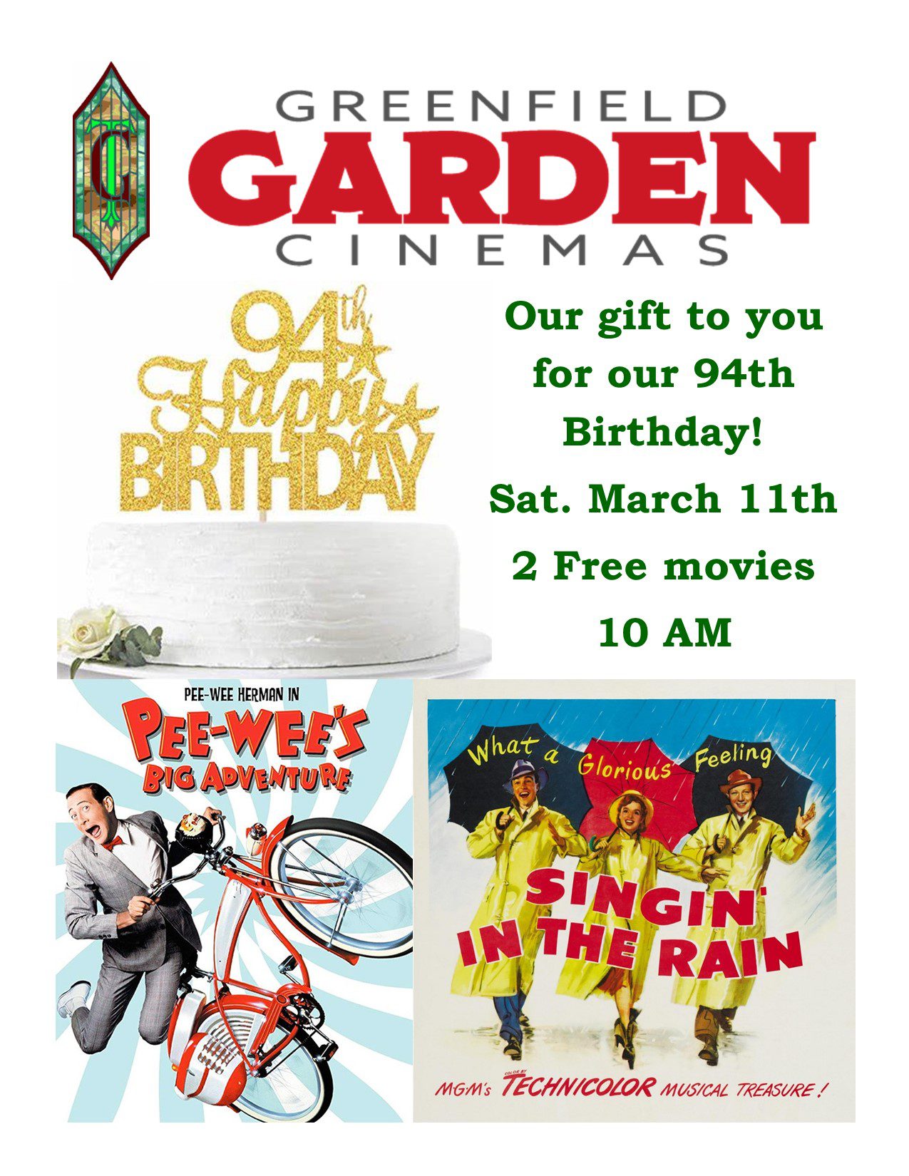 Greenfield Garden Cinemas 94th Birthday Visit Greenfield Ma