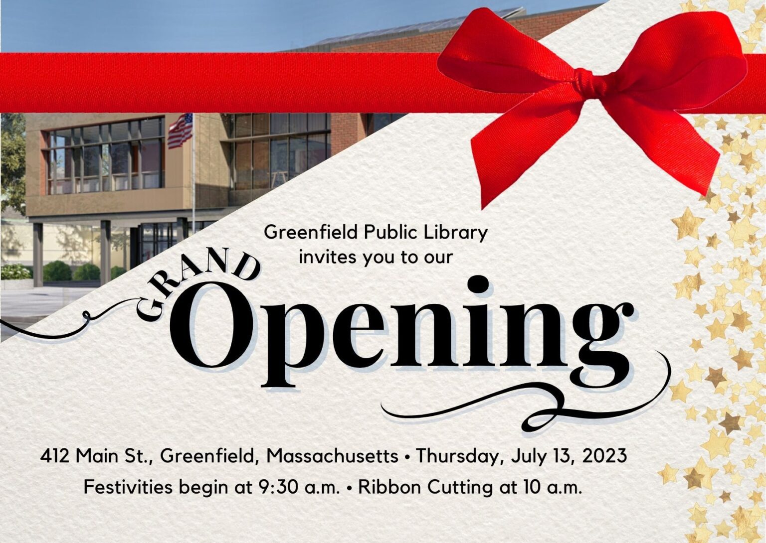 Greenfield Public Library Grand Opening Thursday Event Schedule Visit