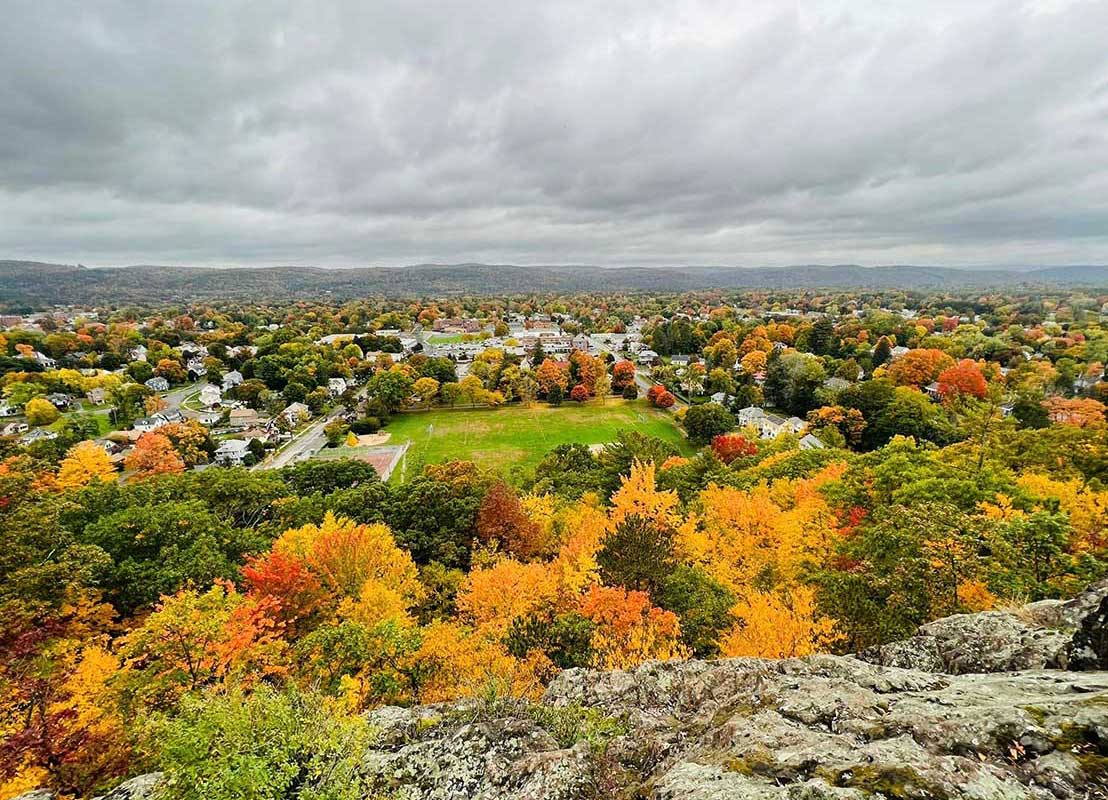 looking west from Poet's Seat Tower with fall foliage