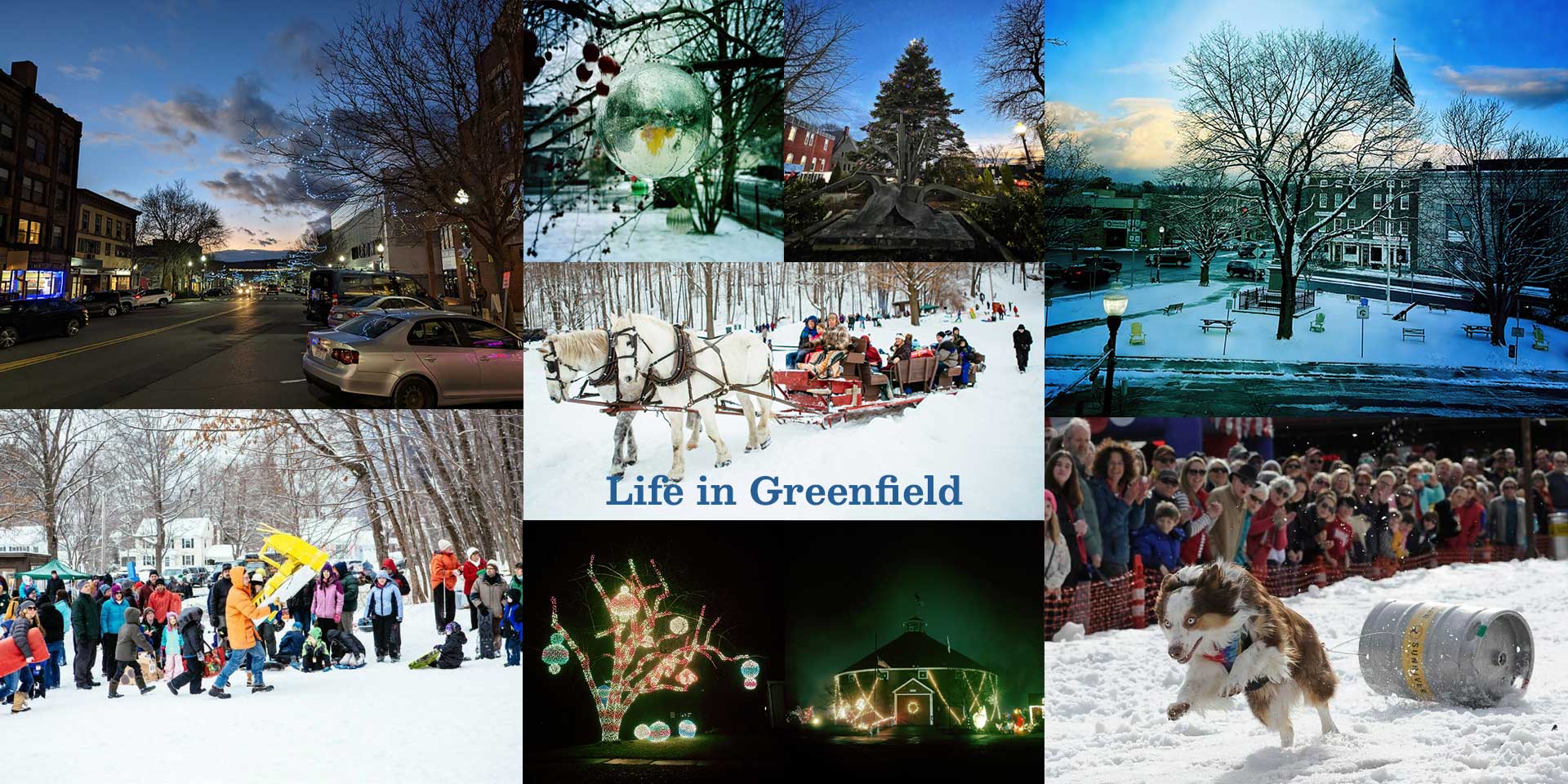 photo collage of winter scenes in Greenfield
